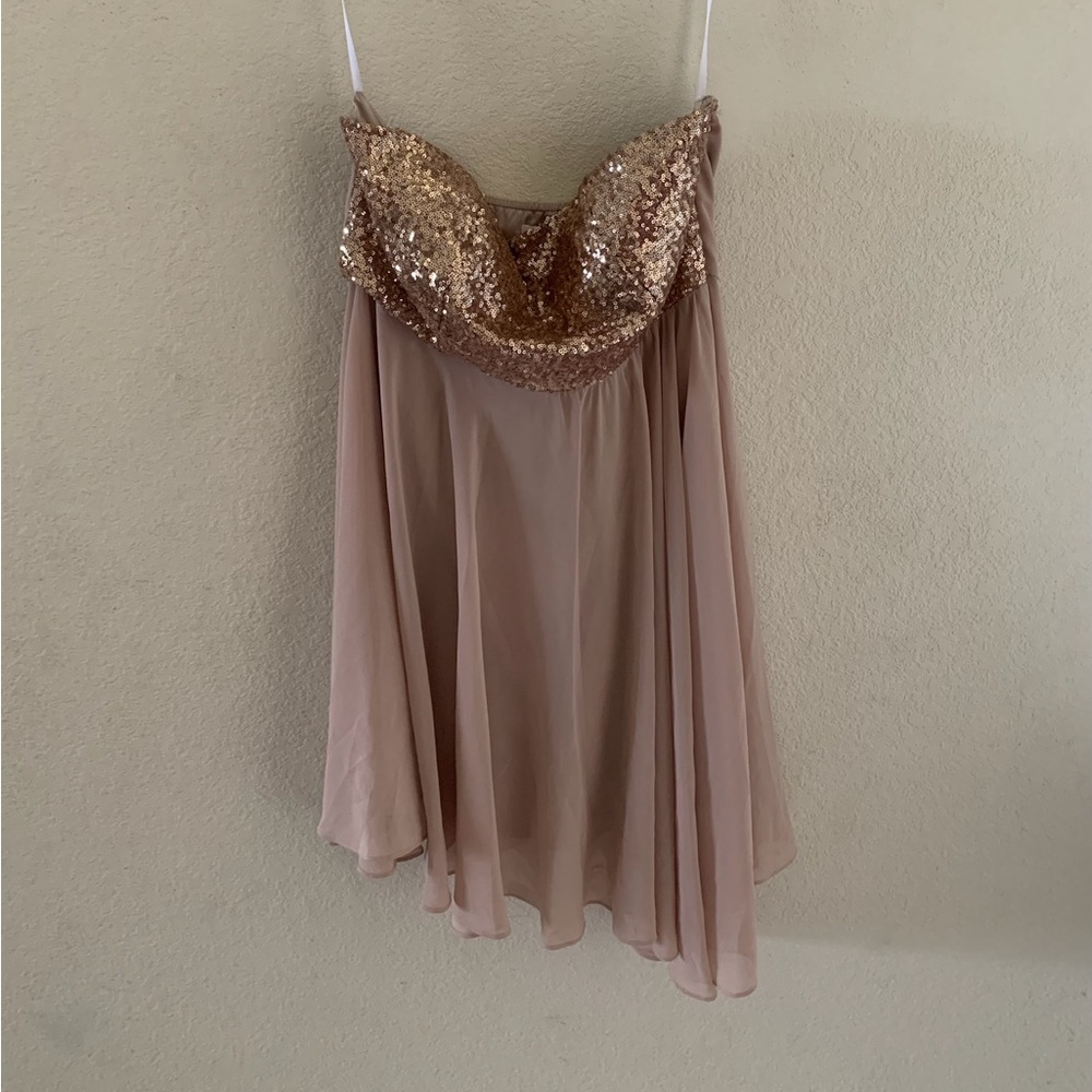 Strapless Asymmetrical Cream Dress